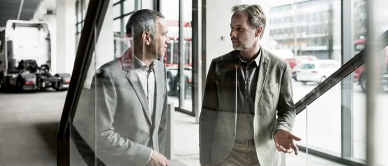 Partners talking with a customer